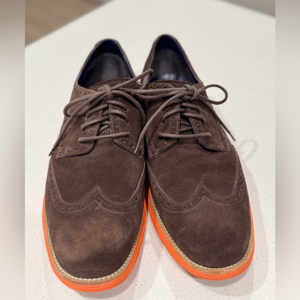 Cole Haan LunarGrand Suede Wingtip Oxfords Brown/Orange Men’s 11.5M
